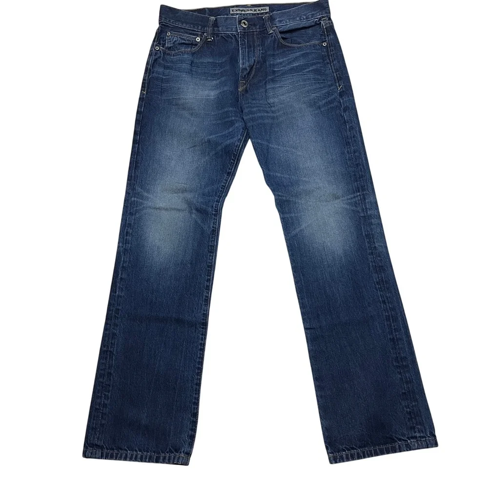 Express Jeans Mens 31x32 Blue Kingston Straight Leg Classic Fit‎ Dark Wash Denim